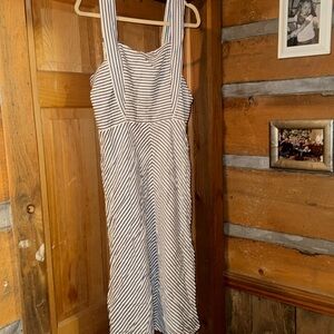 Blue cream strip maxi dress